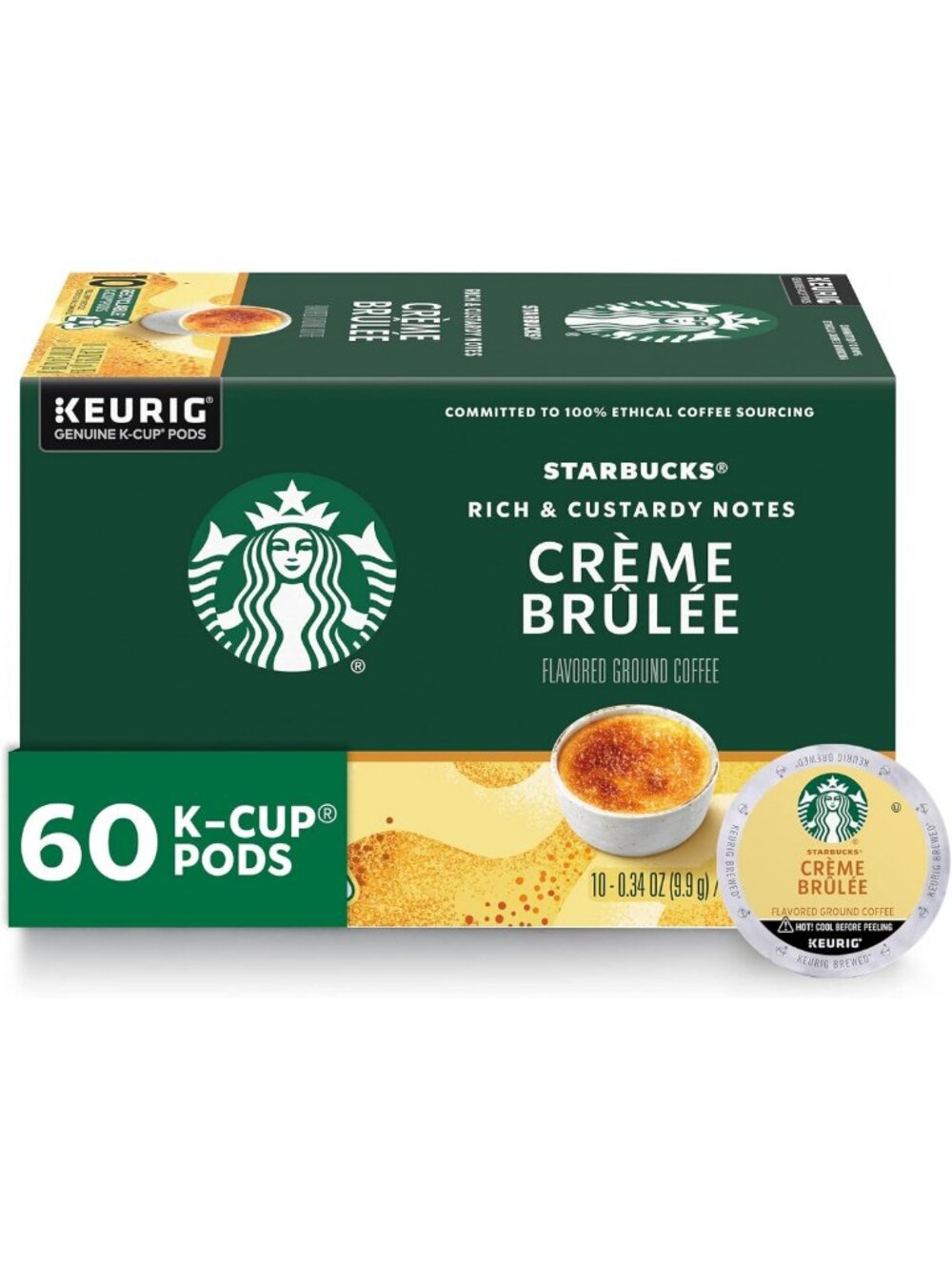Flavored K-Cup Coffee Pods for Hot or Iced Coffee, Crème Brûlée, 60 Count